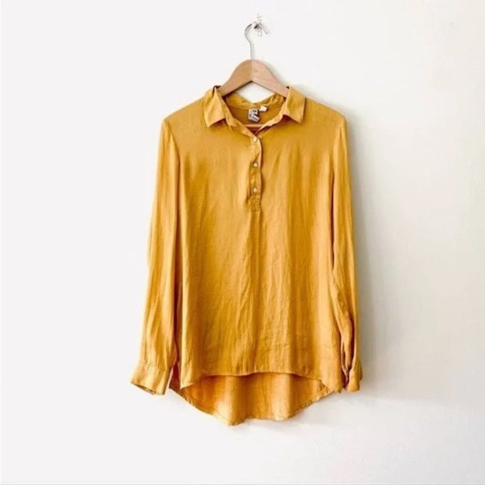 Anthropologie Dolan Mustard Left Coast Collection Button Down Shirt Size XS